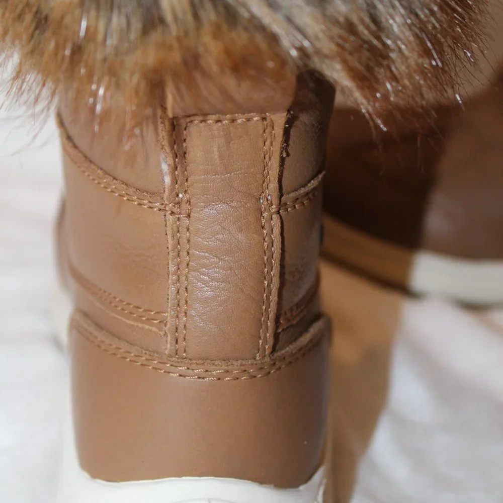 NEW UGG ADIRONDACK III LEATHER FUR SHEARLING SNOW WINTER BOOTS CHESTNUT‎